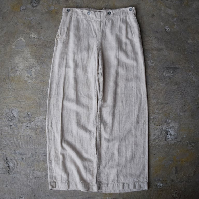 30’s~ German military HBT linen sailor pants