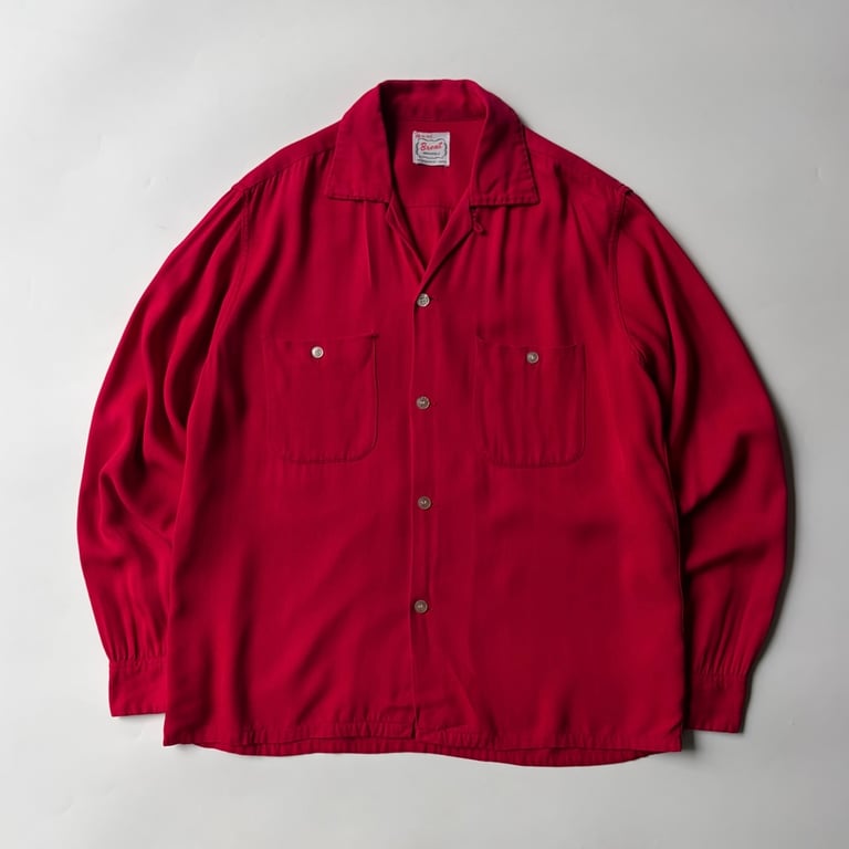50年代 開襟シャツ（50s Brent open collar rayon shirt）