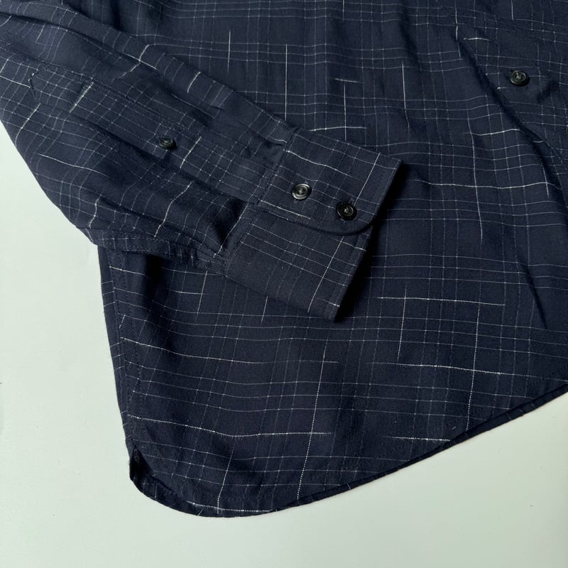 90s PERRY ELLIS design plaid viscose L/S shirt
