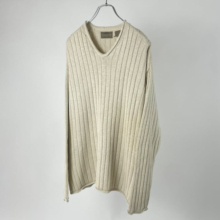 90’s Structure v-neck silk rib knit