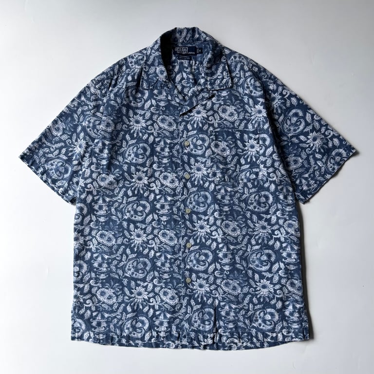 90s Ralph Lauren "CALDWELL" flower pattern cotton shirt⁡｜ラルフローレン