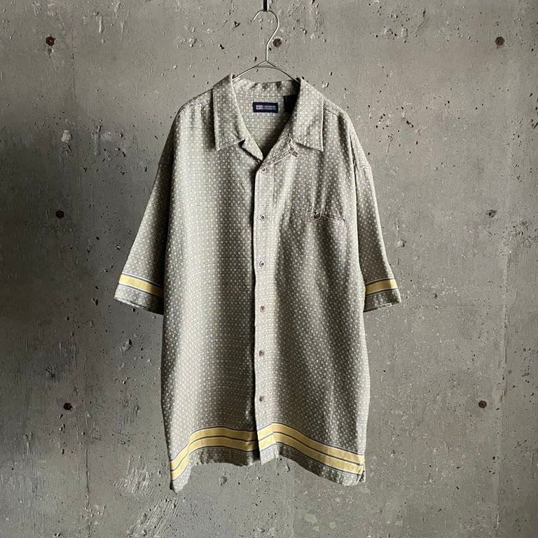 90’s Faded Glory woven pattern open collar shirt