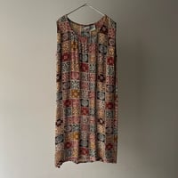 Patchwork patterned rayon n/s one-piece