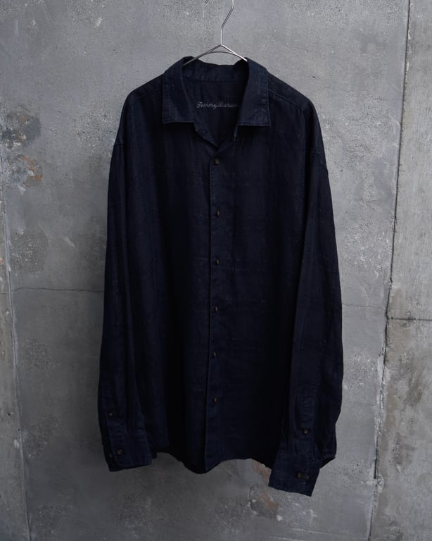 90’s~ Tommy Bahama  plaid pattern linen L/S shirt