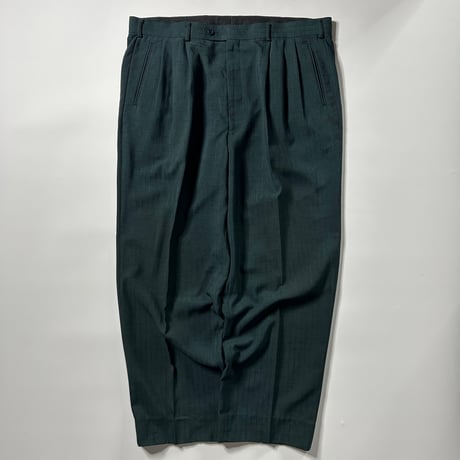 90’s~ Striped pattern polyester tuck slacks