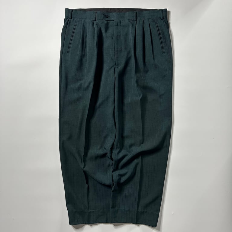 90年代 スラックス（90’s~ Striped pattern polyester tuck slacks）