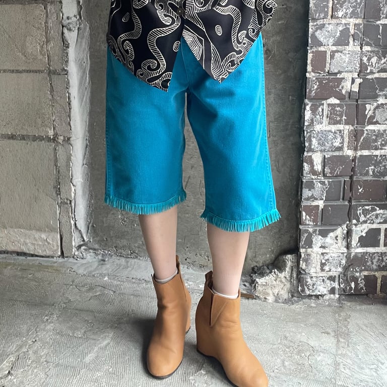 80's~ Wrangler fringe hem color denim shorts