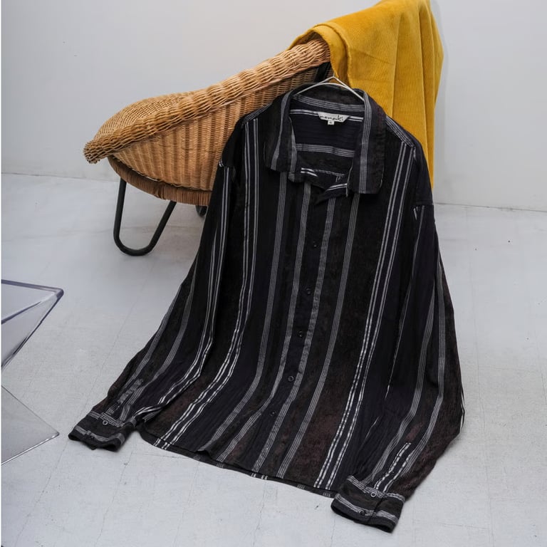 90s~ Multi-fabric stripe pattern L/S shirt