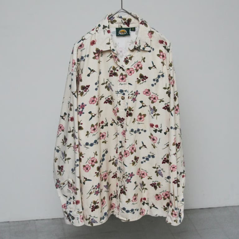 90s Cabela's floral & bird pattern L/S shirt