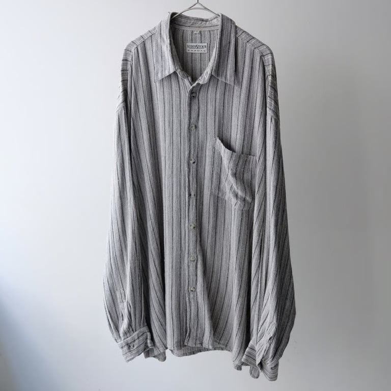 90s Weaving fabric stripe pattern L/S shirt