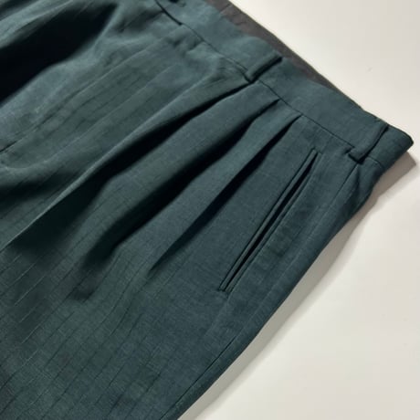 90’s~ Striped pattern polyester tuck slacks