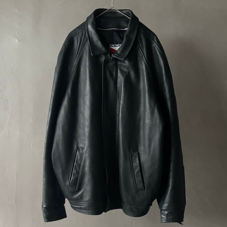 90s Canada sportswear green leather jacket “made in canada”