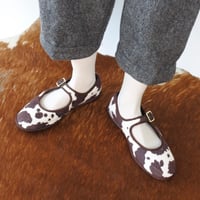 Calf hair motif mary jane sneakers