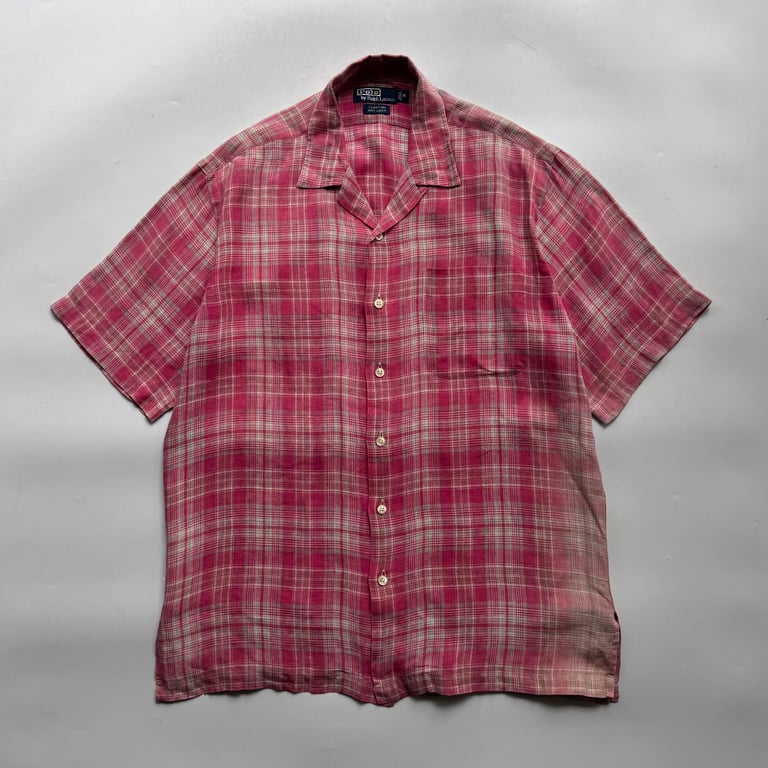 90s Ralph Lauren "CLAYTON" linen plaid shirt｜ラルフローレン