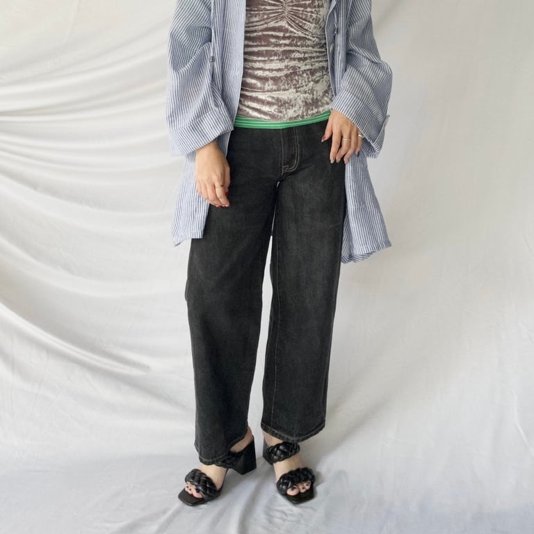 ワイドパンツ（Mecca black wide denim pants）