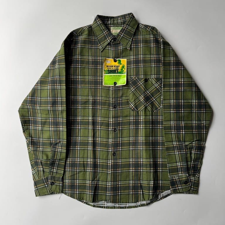 70s Sears plaid print flannel shirt "DeadStock!!"