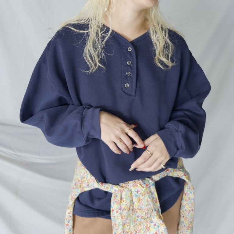 Henley neck L/S sweat