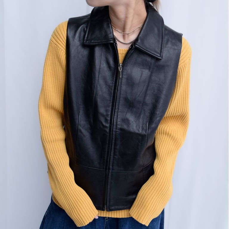 croft&barrow leather zip up vest