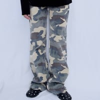 camouflage fine-wale corduroy flare pants