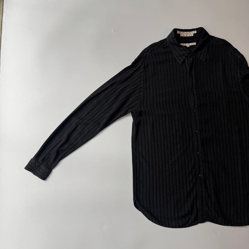90s PERRY ELLIS stripe viscose L/S shirt | sui