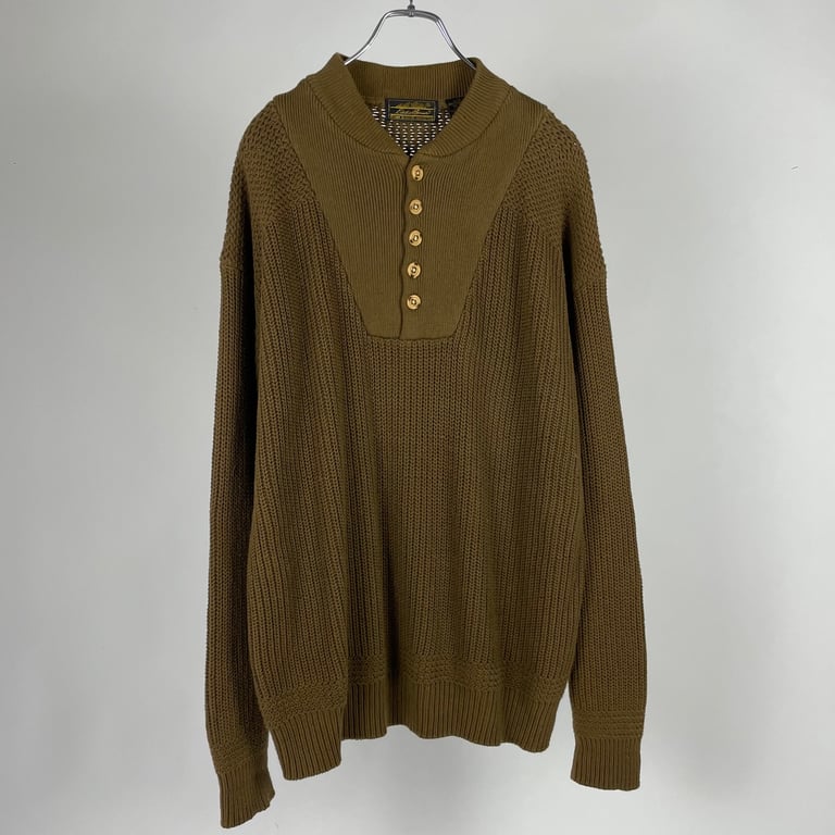 ~90s eddie bauer henry neck cotton knit