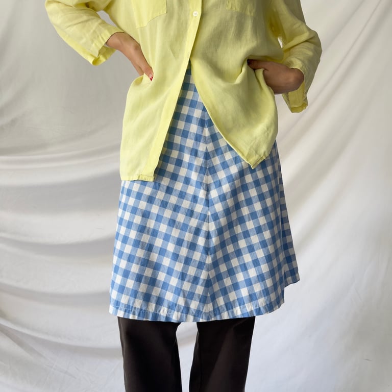 Gingham check flare skirt