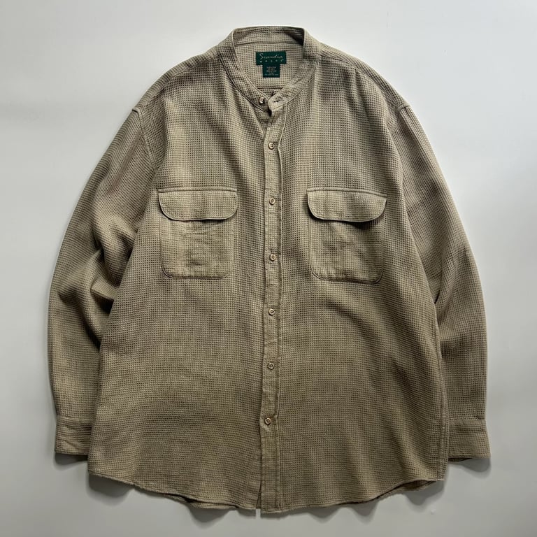 90’s Sandia Woods waffle fabric band collar L/S shirt