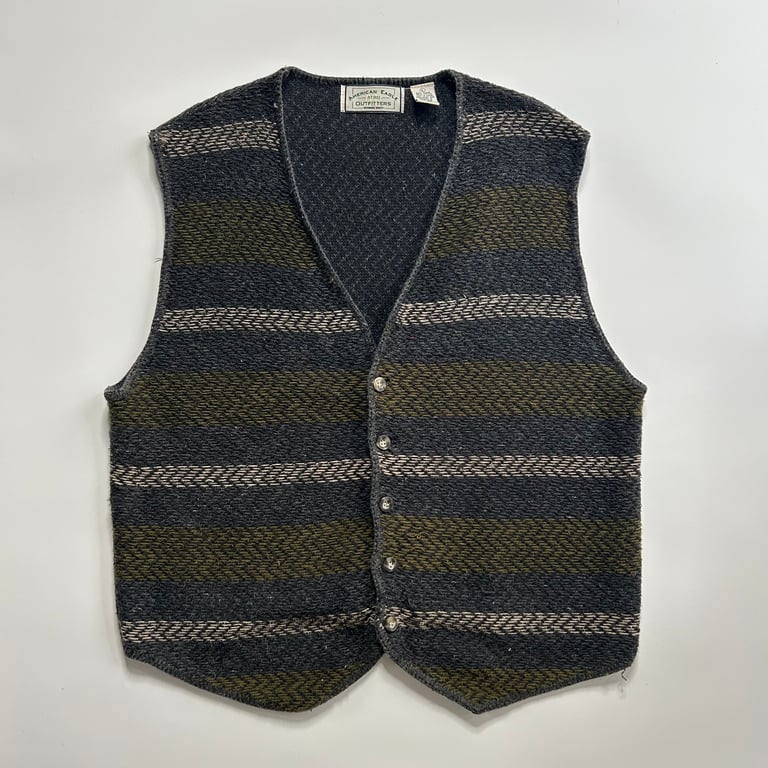 90’s American Eagle stripe pattern ramie/cotton knit vest