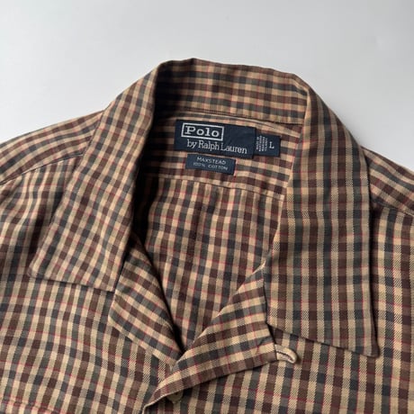 90s Ralph Lauren “MAXSTEAD” plaid open collar shirt