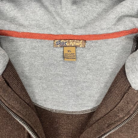 Blue elbow patch knit hoodie