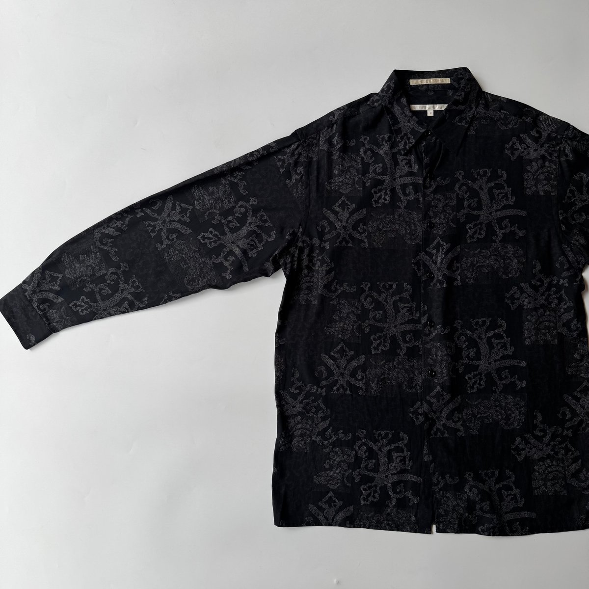 90s PERRY ELLIS total pattern silk/cotton L/S s