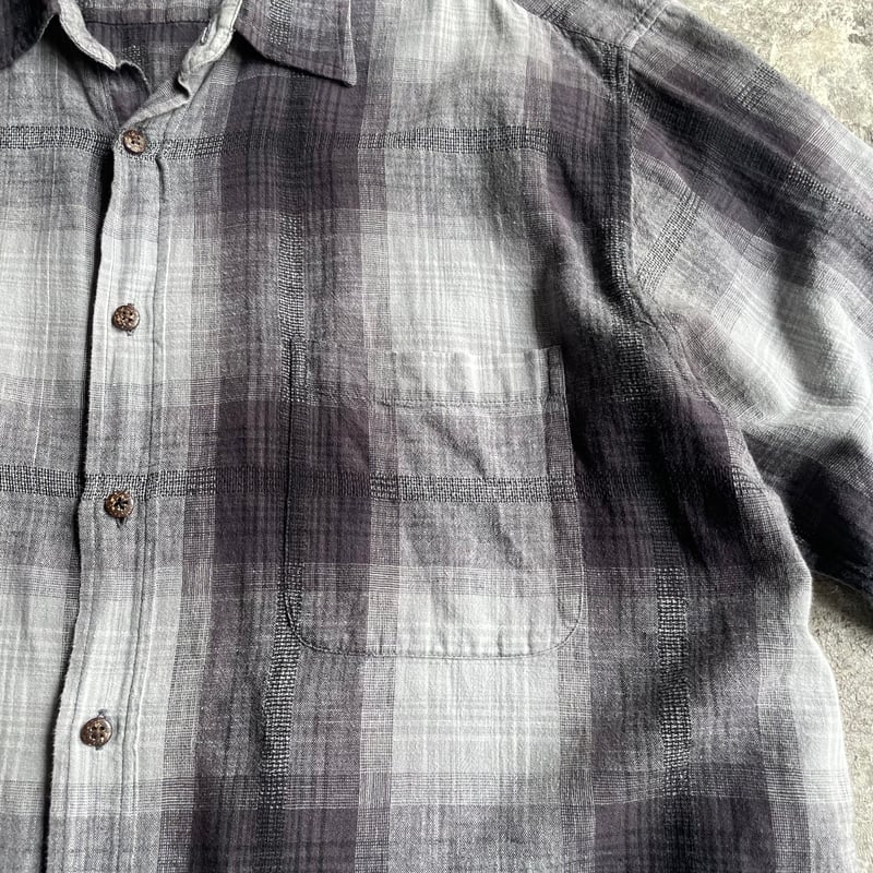 90s~ ombre check linen S/S shirt | sui & shara