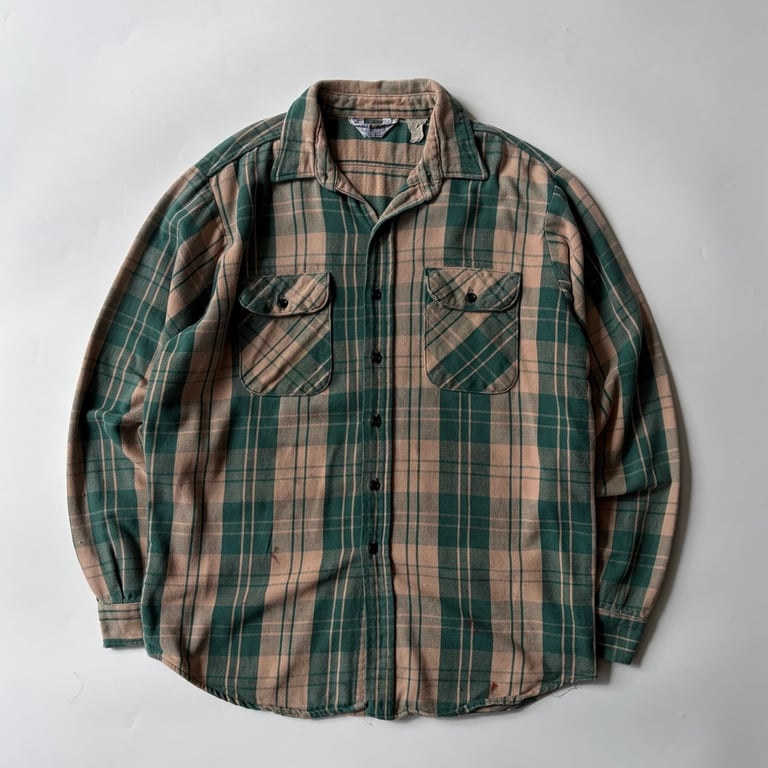 70s FIVE BROTHER Plaid Heavy Flannel Shirt Made in USA