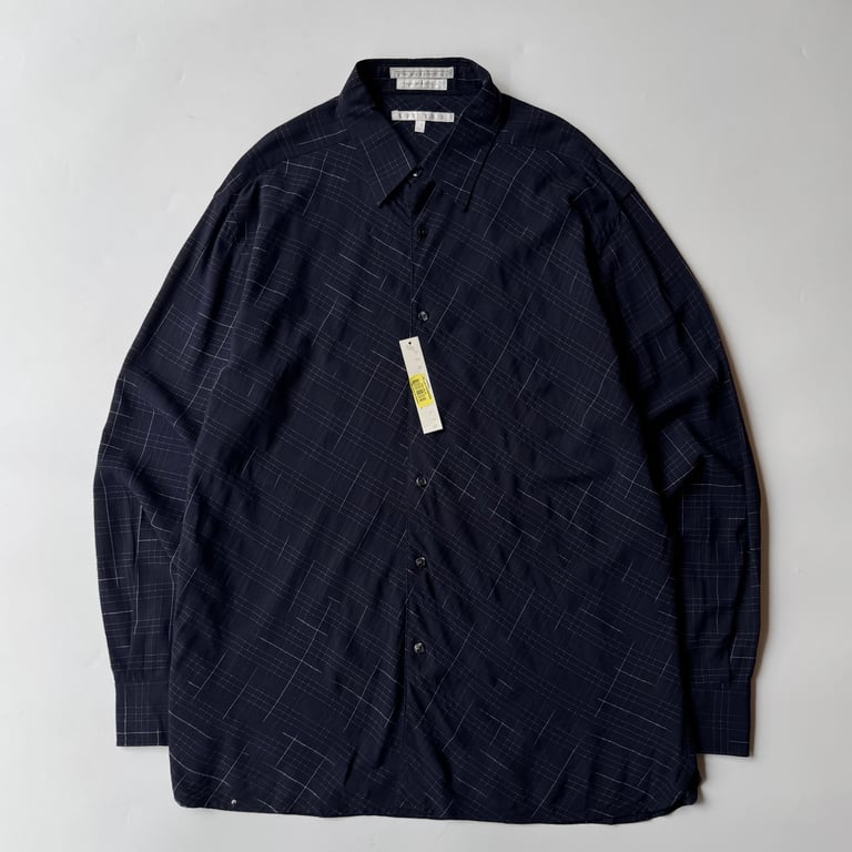 90s PERRY ELLIS design plaid viscose L/S shirt “dead stock”