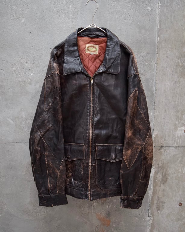 80’s BANANA REPUBLIC switching work faded leather jacket