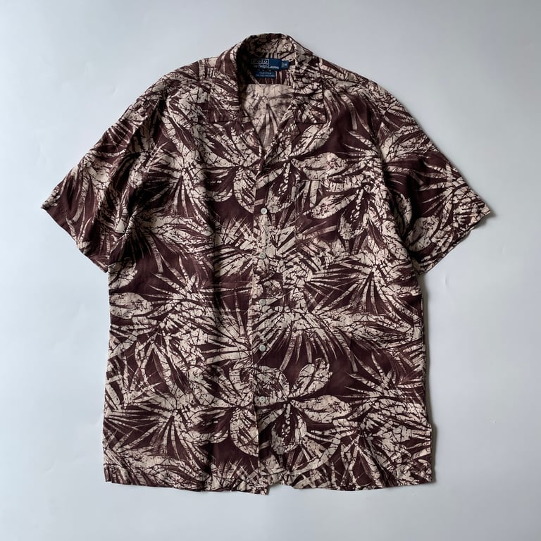 90s Ralph Lauren "CLAYTON" silk/linen botanical pattern shirt｜ラルフローレン