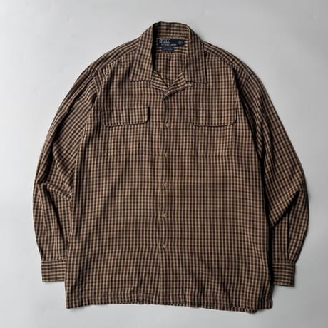 90s Ralph Lauren “MAXSTEAD” plaid open collar shirt