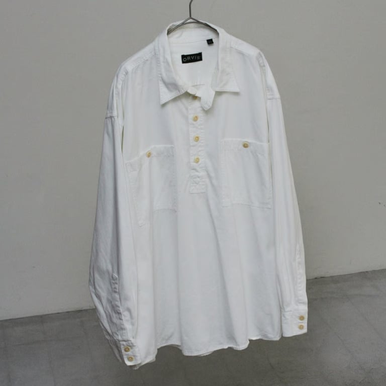 00s ORVIS cotton half button design pullover shirt｜オービス