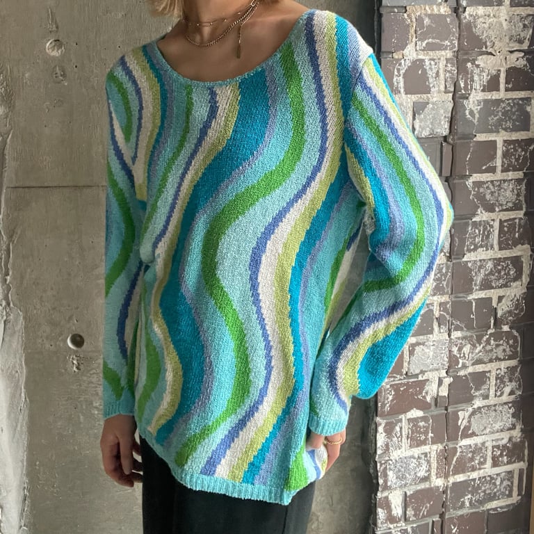 90's~ Talbots abstract wavy pattern knit tops