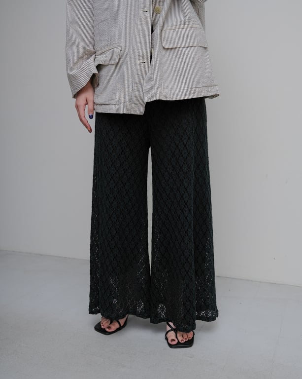 ワイドパンツ（Floral lace wide flare pants）