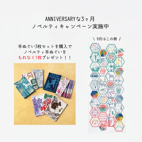 マンスリー手ぬぐい3枚セット 【9月】