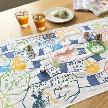 手ぬぐい｜【ナカニ染工場60th企画】にじゆらすごろく〜注染こうばの1日〜2026限定色