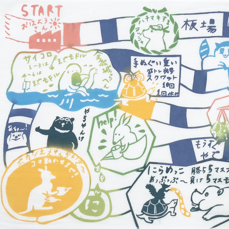 手ぬぐい｜【ナカニ染工場60th企画】にじゆらすごろく〜注染こうばの1