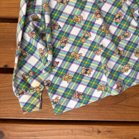 95cm USA Vintage Teddy Bear Plaid Turtleneck Top
