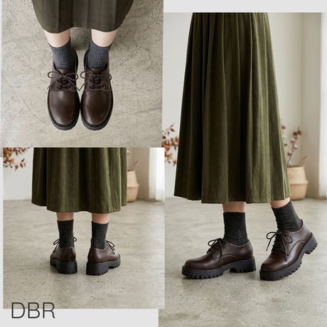 【2026AW 予約商品】【22.5cm～25.0cm】【軽量/厚底】トラックソールレースアップマニッシュシューズ/WX501