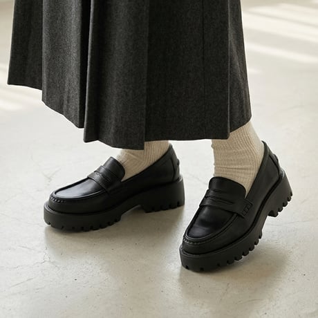 【22.5cm～25.0cm】【軽量/厚底】トラックソールローファー/WX500
