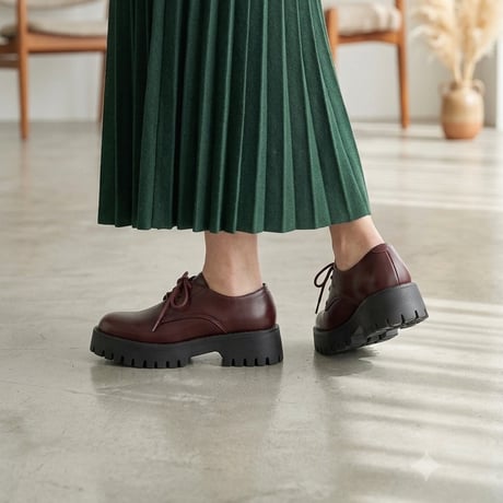 【2026AW 予約商品】【22.5cm～25.0cm】【軽量/厚底】トラックソールレースアップマニッシュシューズ/WX501