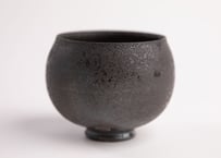 黒シボ旅茶盌　Black Pebbled-Textured Travel Matcha Bowl　R7-075