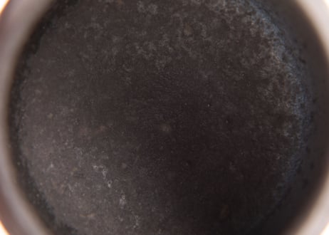 黒シボ旅茶盌　Black Pebbled-Textured Travel Matcha Bowl　R7-075