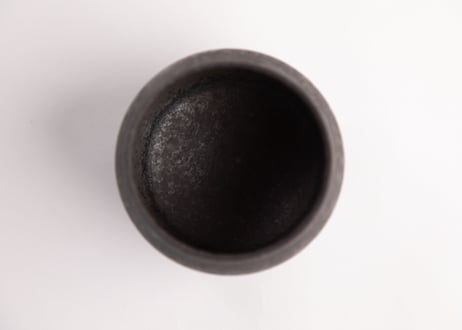 黒シボ旅茶盌　Black Pebbled-Textured Travel Matcha Bowl　R7-075